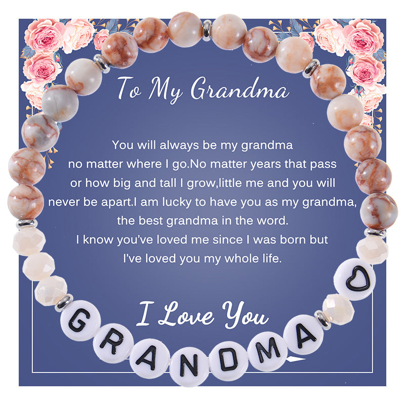 Wholesale Mother's Day Alphabet Natural Stone Beaded Bracelet